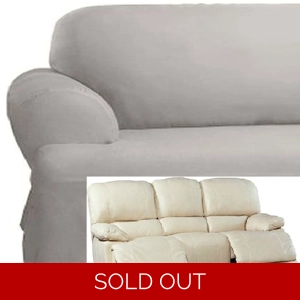 Dual Reclining SOFA Slipcover T Cushion Cotton Gray Sure Fit Grey